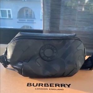 Burberry Monogram Recycled a polyester Sonny Bum Bag. Color: Black